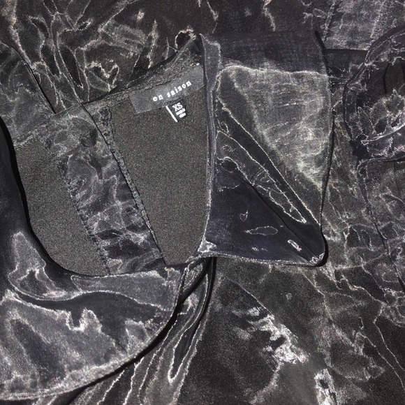 EN SAISON BLACK LONG SLEEVE SHEER BLOUSE SIZE XS - Picture 3 of 6